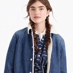 J. Crew denim and sherpa jacket with snaps
